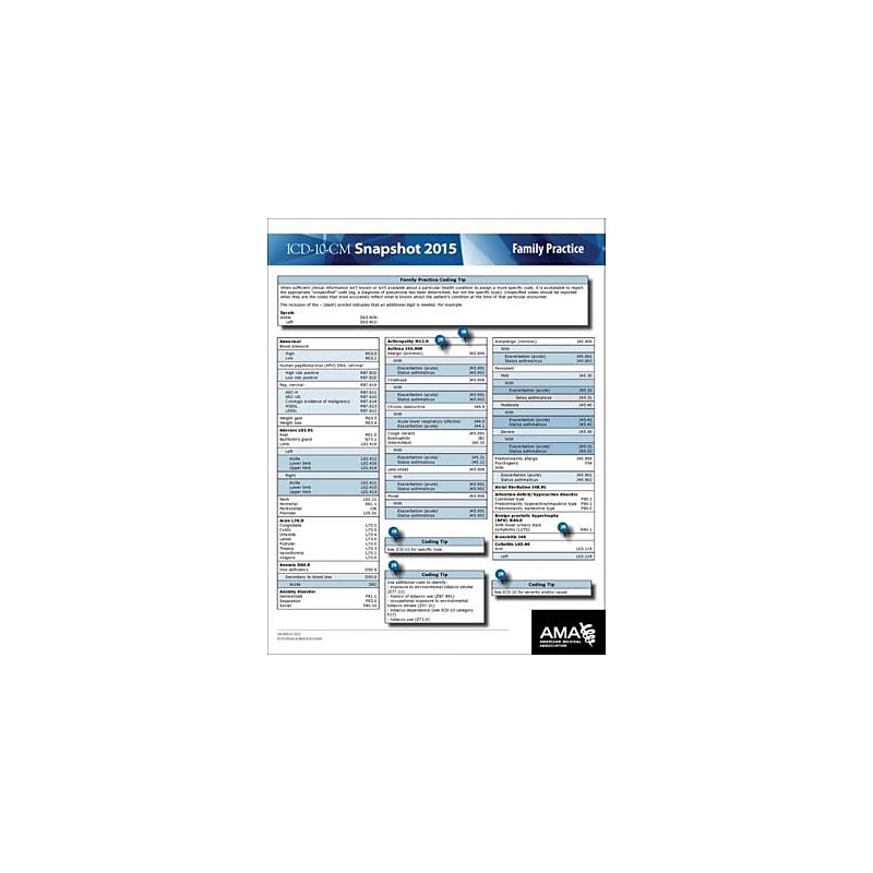 AMA ICD-10 Snapshot 2015 Coding Cards; Family Practice image 1