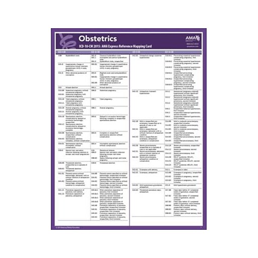AMA 2015 Express Reference Coding Cards for ICD10; Obstetrics Staples