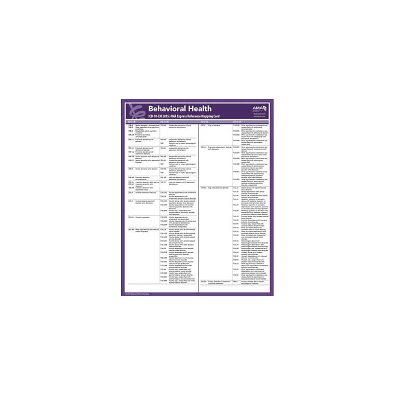 AMA ICD-10 Mappings 2015 Express Reference Coding Cards: Behavioral Health image 1