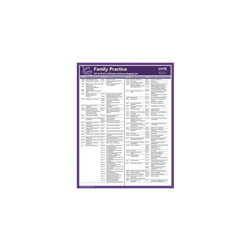 AMA ICD-10 Mappings 2015 Express Reference Coding Cards: Family Practice image 1