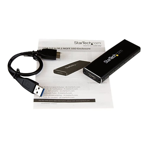 StarTech M.2 External SATA SSD Enclosure, Black (SM2NGFFMBU33) Staples