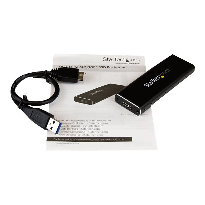 StarTech M.2 External SATA SSD Enclosure, Black (SM2NGFFMBU33) image 1