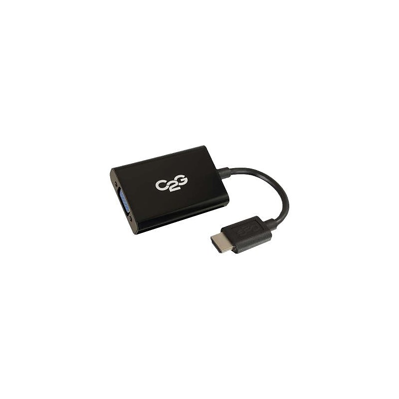 C2G® 8" HDMI To VGA And Audio Male/Female Adapter Converter Dongle, Black image 1