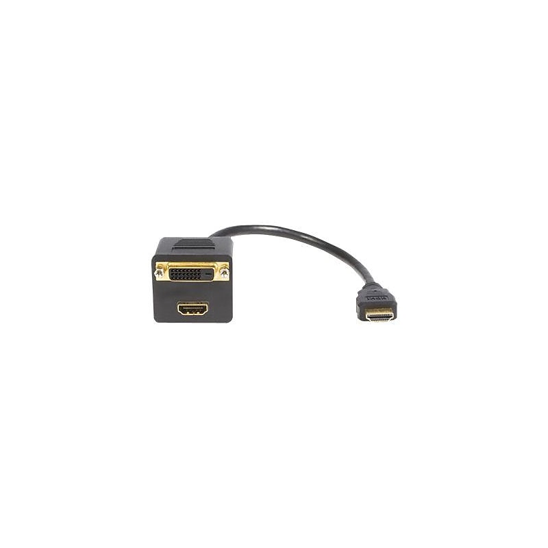 Startech® 1' HDMI To HDMI/DVI-D Male/Female Splitter Cable, Black image 1