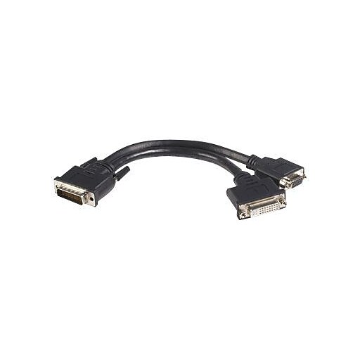 Startech® 8" LFH/DMS 59 Male To Female DVI I VGA Video Cable, Black at