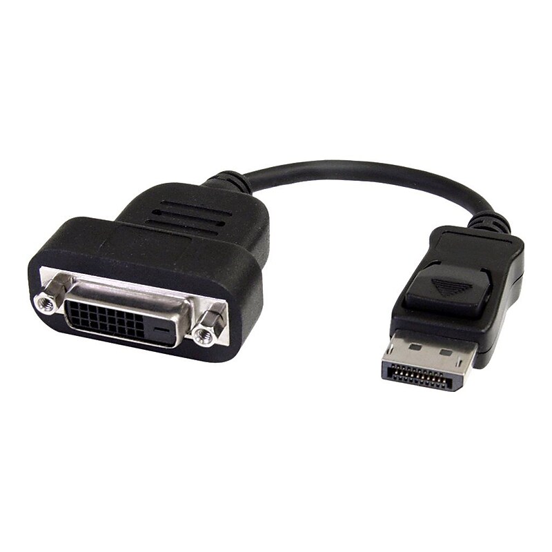 4XEM™ 8" Dual Link DisplayPort To DVI-D Male/Female Adapter, Black image 1
