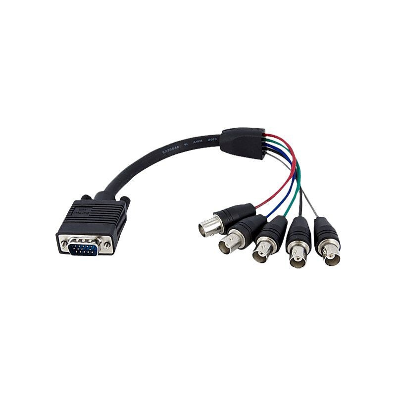 Startech® 1" Coax HD15 VGA To 5 BNC RGBHV Male/Female Monitor Cable, Black image 1