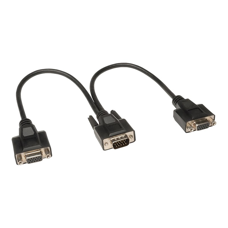 Tripp Lite 1' High Resolution VGA Male/Female Monitor Y Splitter Cable, Black image 1