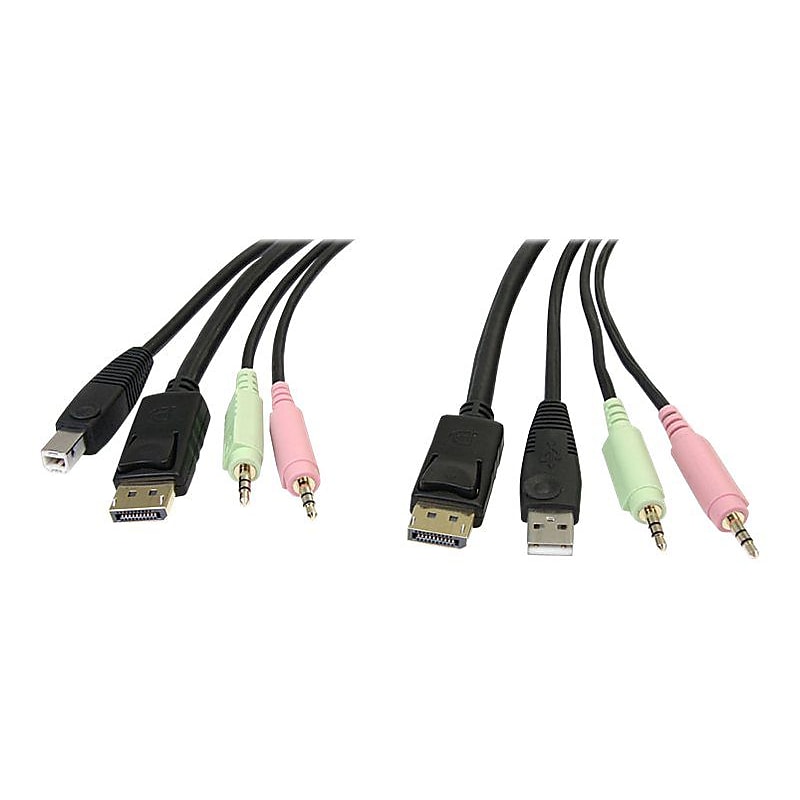 StarTech 6' Other to USB A/3.5mm/Display Port Audio Cable, Male to Male, Black (DP4N1USB6) image 1