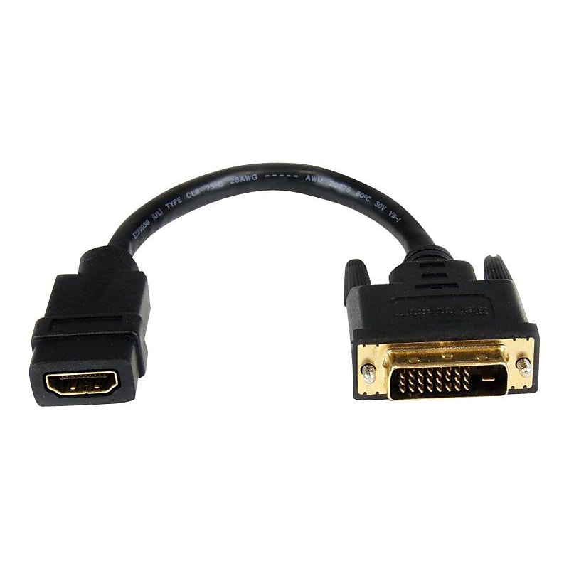 Startech® 8" HDMI To DVI-D Female/Male Video Cable Adapter, Black image 1