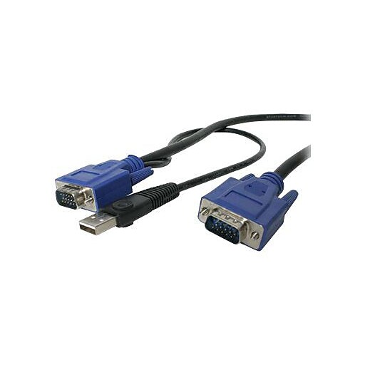 StarTech 15' 2In1 Ultra Thin USB & VGA KVM Switch Cable, Black Staples