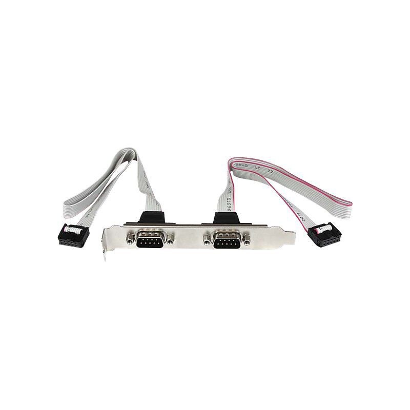 Startech® 1.33' 2-Port IDC Female To DB-9 Male Serial Bracket Header Data Transfer Cable, Gray image 1