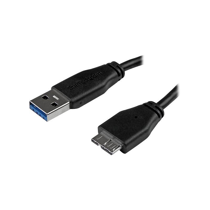 Startech® 6" Type A Male To Type B Male Slim Micro USB 3.0 Cable, Black image 1