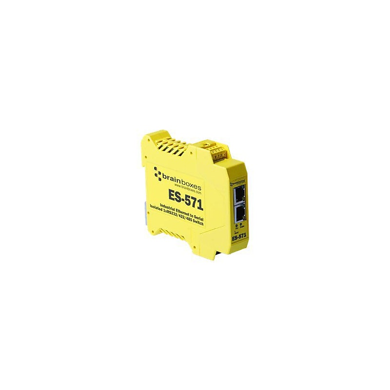 Brainboxes 1 Ports Isolated Industrial Ethernet to Serial + Switch Device Server image 1