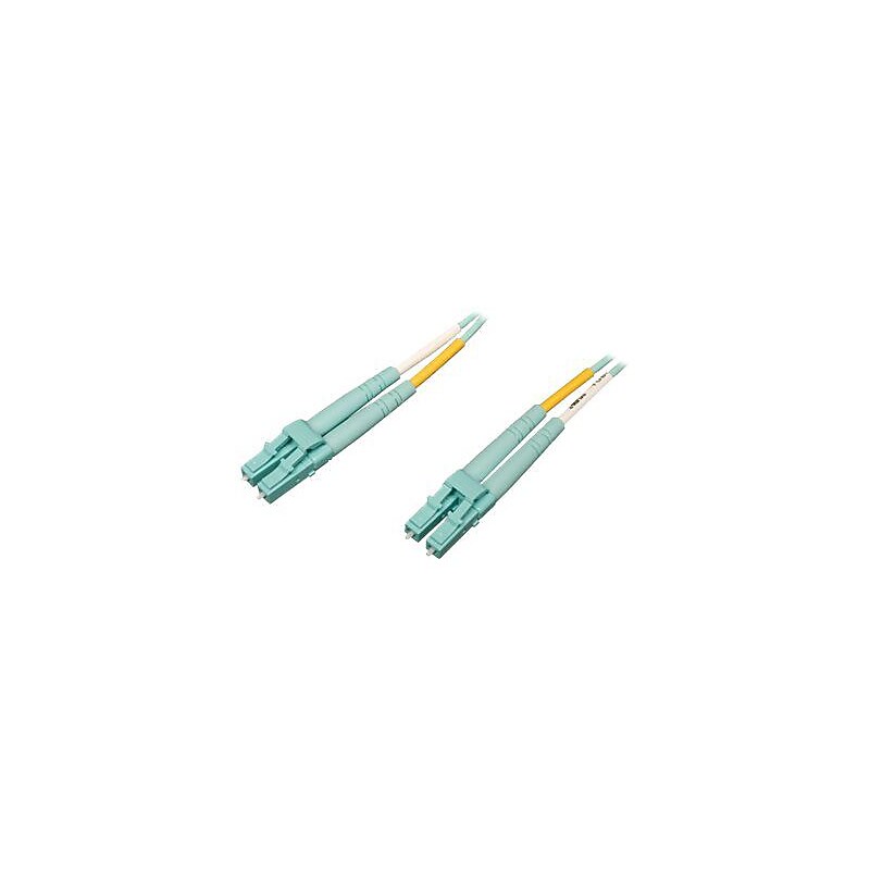 Tripp Lite 33' LC Male To LC Male 10Gb/100Gb 50/125 Multimode Duplex LSZH Fiber Patch Cable, Aqua image 1