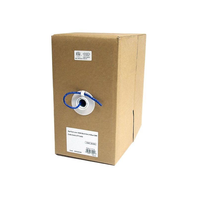 StarTech 1000' Bulk Roll CMR Cat 5e Solid UTP Cable, Blue image 1