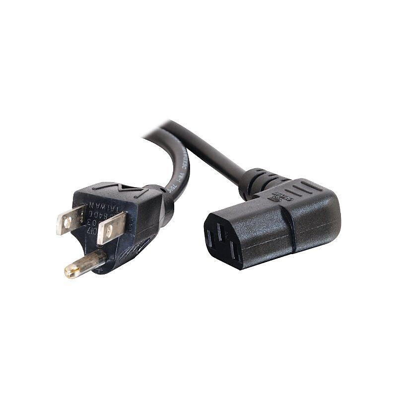 C2G 10' 18 AWG Universal Right Angle Power Cord, Black image 1