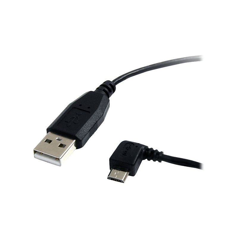 Startech 6' Left Angle USB A To USB Micro B USB Cable, Black (UUSBHAUB6LA) image 1