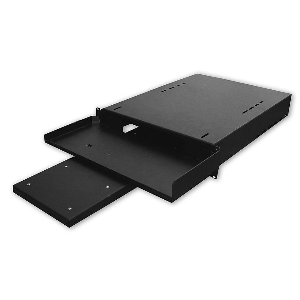 Quest Manufacturing 24D Hide Away Keyboard Shelf with Pull Out Mouse Tray   1 RU