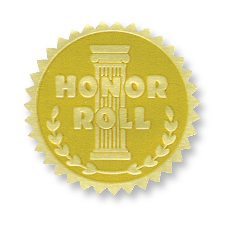 Hayes Embossed Certificate Honor Roll Seals, Gold, 54/Pack (H-VA370) image 1