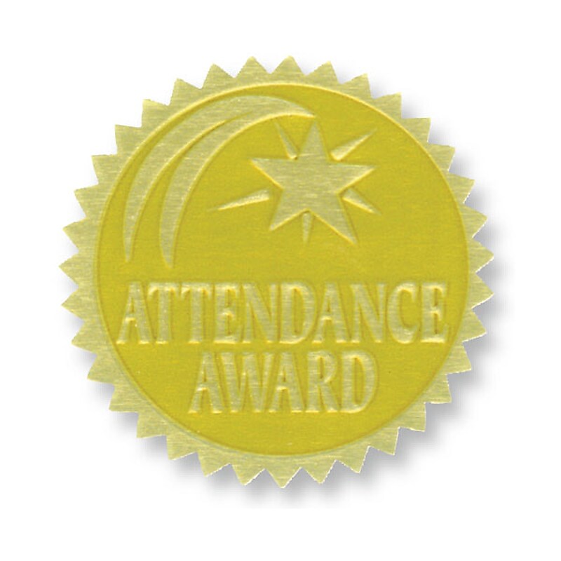 Hayes Attendance Award Gold Foil Embossed Certificate Seals, 1-3/4", Pack of 54 (H-VA375) image 1