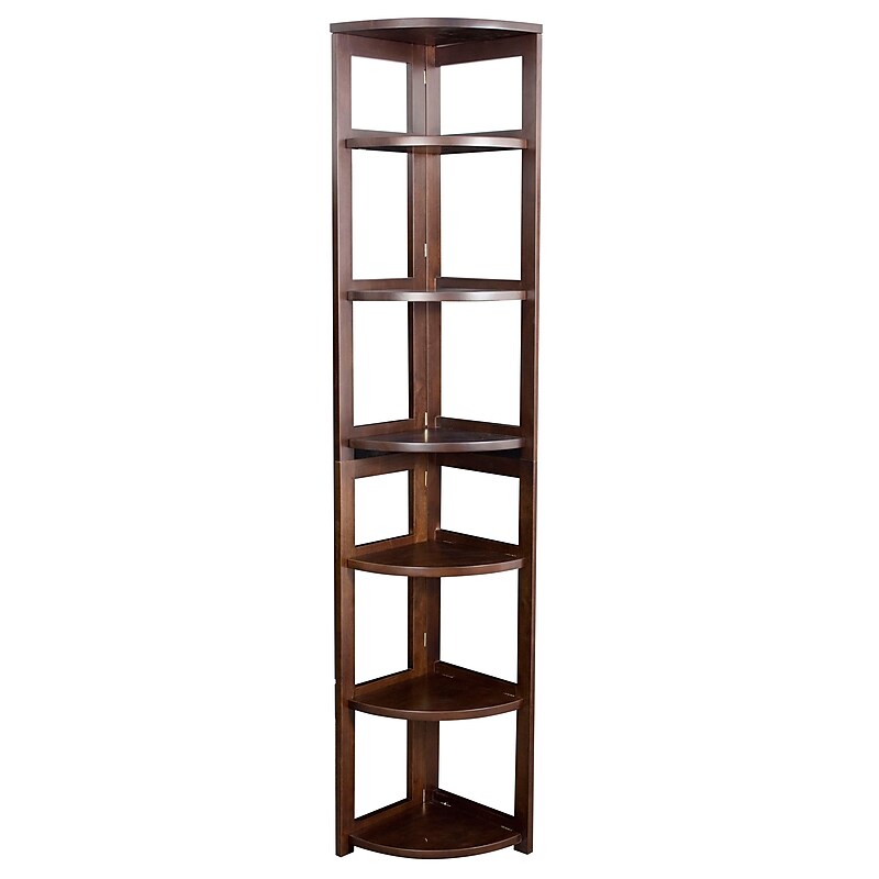 Niche Flip Flop 5 Shelf 67"H Corner Folding Bookcase, Mocha Walnut (FFC6712MW) image 1
