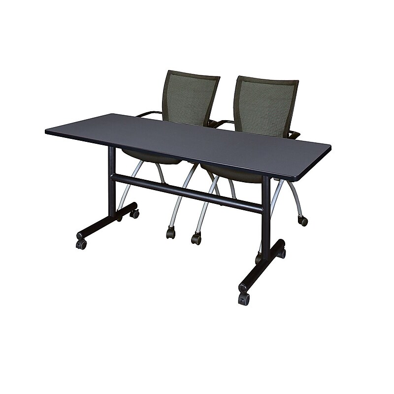 Regency 60" Metal & Wood Training Table with Apprentice Chairs, Gray (MKFT6024GY09BK) image 1
