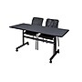 Regency Seating Kobe 60" Flip Top Mobile Training Table- Grey & 2 Mario Stack Chairs- Black~#|#~m002268256_sc7