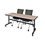 Regency Seating Kobe 72" Flip Top Mobile Training Table, Beige & 2 Apprentice Chairs, Black (MKFT7224BE09BK)~#|#~m002268272_sc7