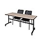 Regency Seating Kobe 72" Flip Top Mobile Training Table- Beige & 2 Mario Stack Chairs- Black~#|#~m002268274_sc7