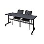 Regency Seating Kobe 72" Flip Top Mobile Training Table- Grey & 2 Mario Stack Chairs- Black~#|#~m002268282_sc7