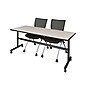 Regency Seating Kobe 72" Flip Top Mobile Training Table, Maple & 2 Apprentice Chairs, Black (MKFT7224PL09BK)~#|#~m002268294_sc7