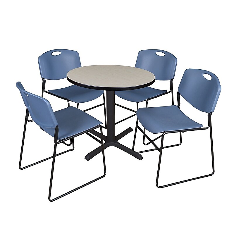 Regency 30-inch Round Table with 4 Chairs, Blue (TB30RNDPL44BE) image 1