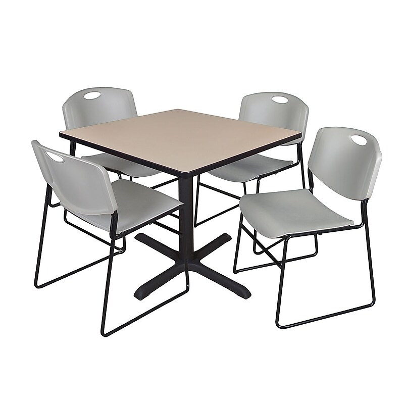 Regency 36-inch Square Table with 4 Chairs, Gray (TB3636BE44GY) image 1