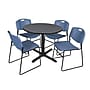 Regency 36-inch Training & Hospitality Round Shape Laminate Table with 4 Chairs, Blue (TB36RNDGY44BE)~#|#~m002268904_sc7