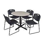 Regency 36-inch Round Shape Laminate Table with 4 Chairs, Black