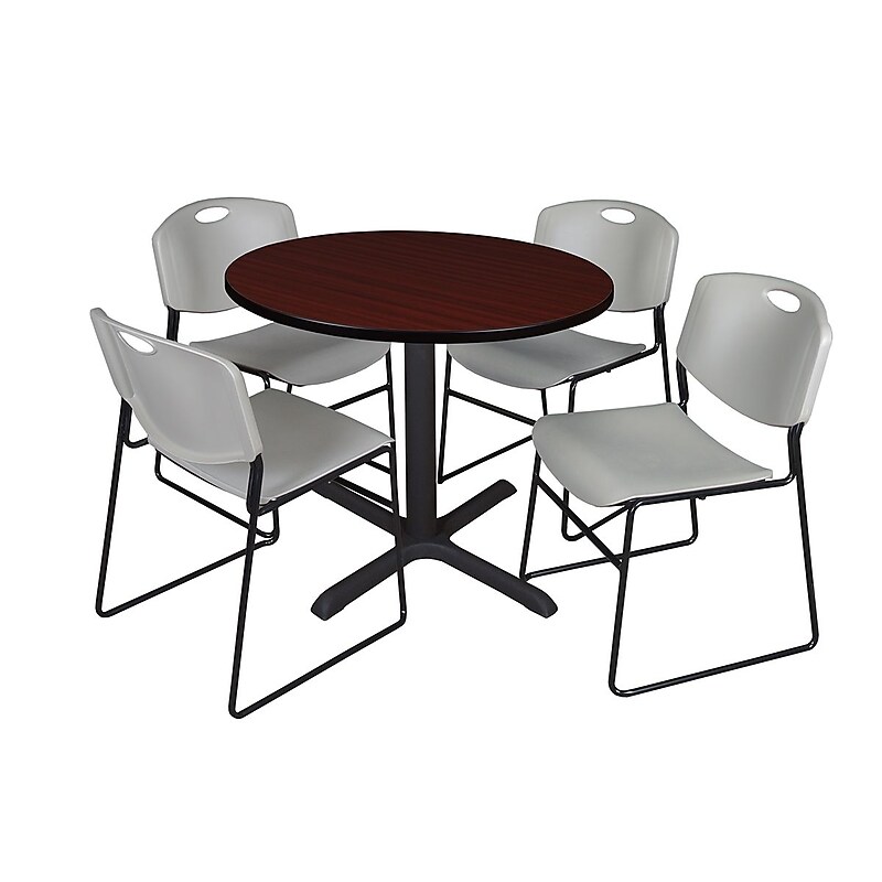 Regency 42-inch Round Laminate Table with Zeng Stack Chairs, Gray (TB42RNDMH44GY) image 1