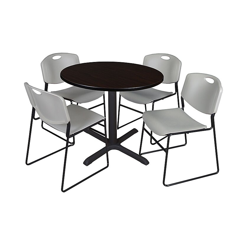 Regency 42-inch Laminate Round Table with Four Chairs, Gray (TB42RNDMW44GY) image 1