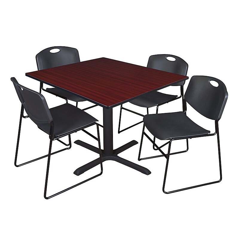 Regency 48-inch Laminate Square Table with 4 Chairs, Mahogany & Black (TB4848MH44BK) image 1