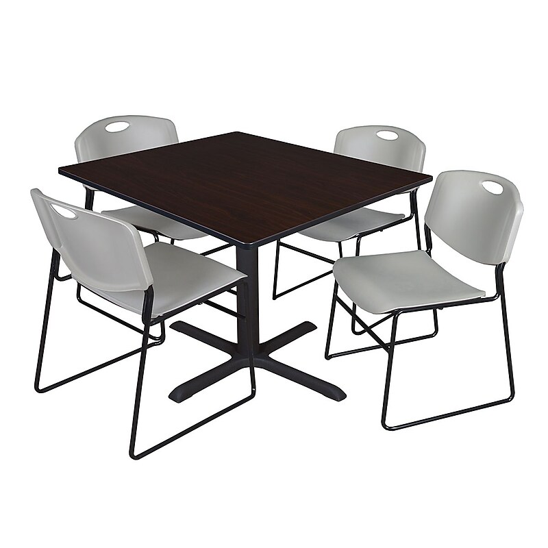 Regency 48-inch Laminate Square Table with 4 Zeng Stack Chairs, Gray (TB4848MW44GY) image 1