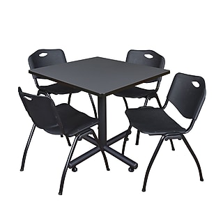 Regency 36-inch Square Laminate Table with Zeng Stacker Chairs