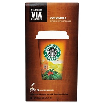Starbucks VIA Instant Colombia Coffee, 0.12 oz, 8/Box (11009529)