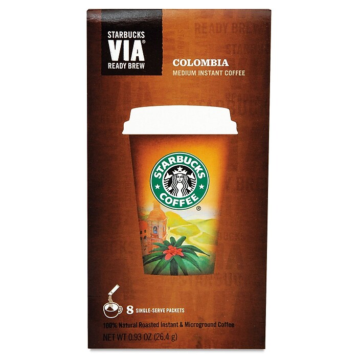 Starbucks VIA Instant Colombia Coffee, 0.12 oz, 8 Packets/Box