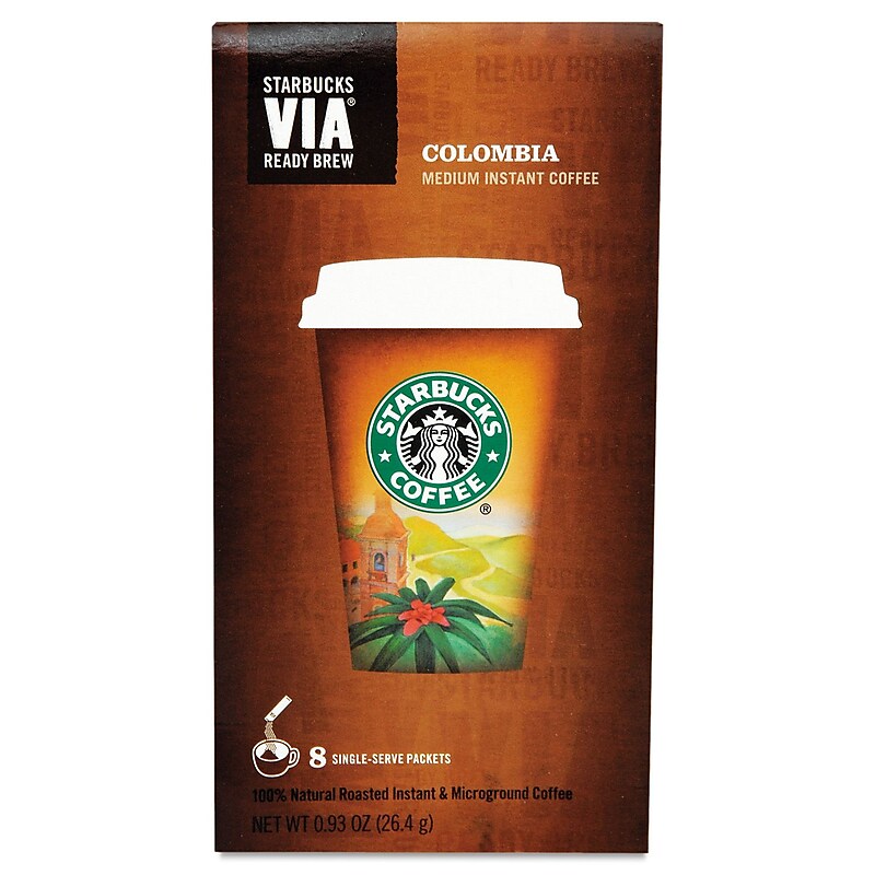 Starbucks VIA Instant Colombia Coffee, 0.12 oz, 8/Box (11009529) image 1
