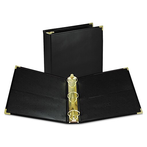 Samsill Classic Collection Executive Presentation 3 Ring Binder/Portfolio Binder 1.5 Inch Brass Round Ring Zipper Closure 1.5 Inch Binder Black 