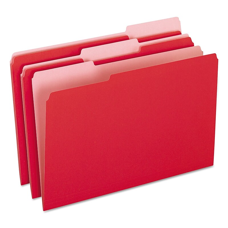 Pendaflex Two-Tone File Folder, 3 Tab, Legal Size, Red, 100/Box (PFX 153 1/3 RED) image 1