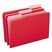 Pendaflex Two-Tone File Folder, 3 Tab, Legal Size, Red, 100/Box (PFX 153 1/3 RED)