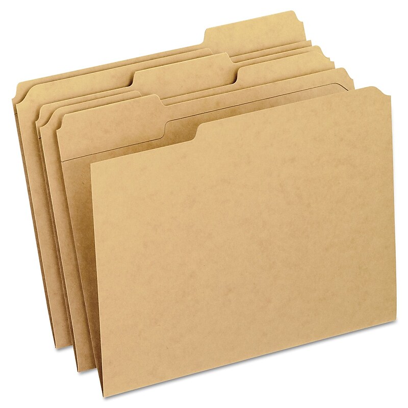 Pendaflex File Folder, 1/3-Cut Tab, Assorted, Letter Size, Brown, 100/Box (PFXRK15213) image 1