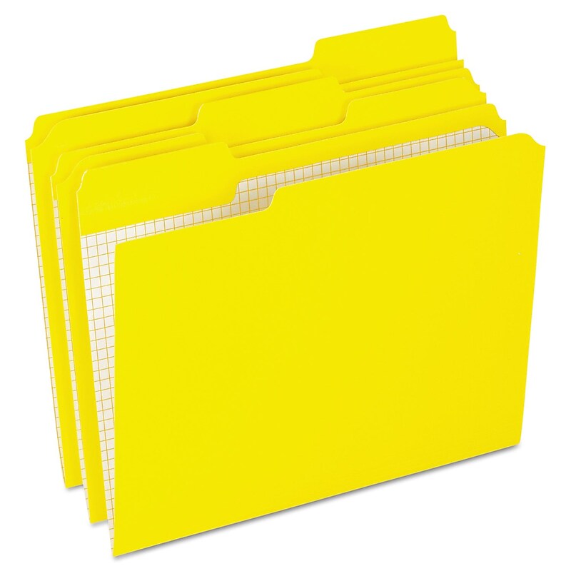 Pendaflex Recycled File Folder, 1/3-Cut Tab, Assorted, Letter Size, Yellow, 100/Box (R152 1/3 YEL) image 1