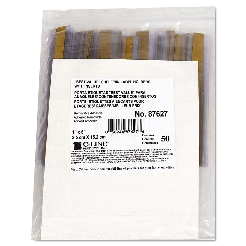 Label Holders, 1" x 6", 50 /Pack (CLI87627) image 1